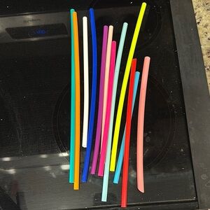 Bundle 12 Colorful Party Straws Set reusable rubber